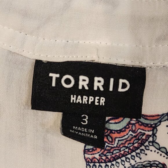 Torrid women 3 / 3X Harper Challis Elephant Print top blouse shirt - Picture 3 of 12